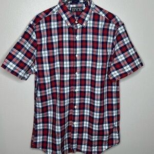 RYE by Hawker Rye Short Sleeve Button Down Shirt - Red, White, and Blue, Large